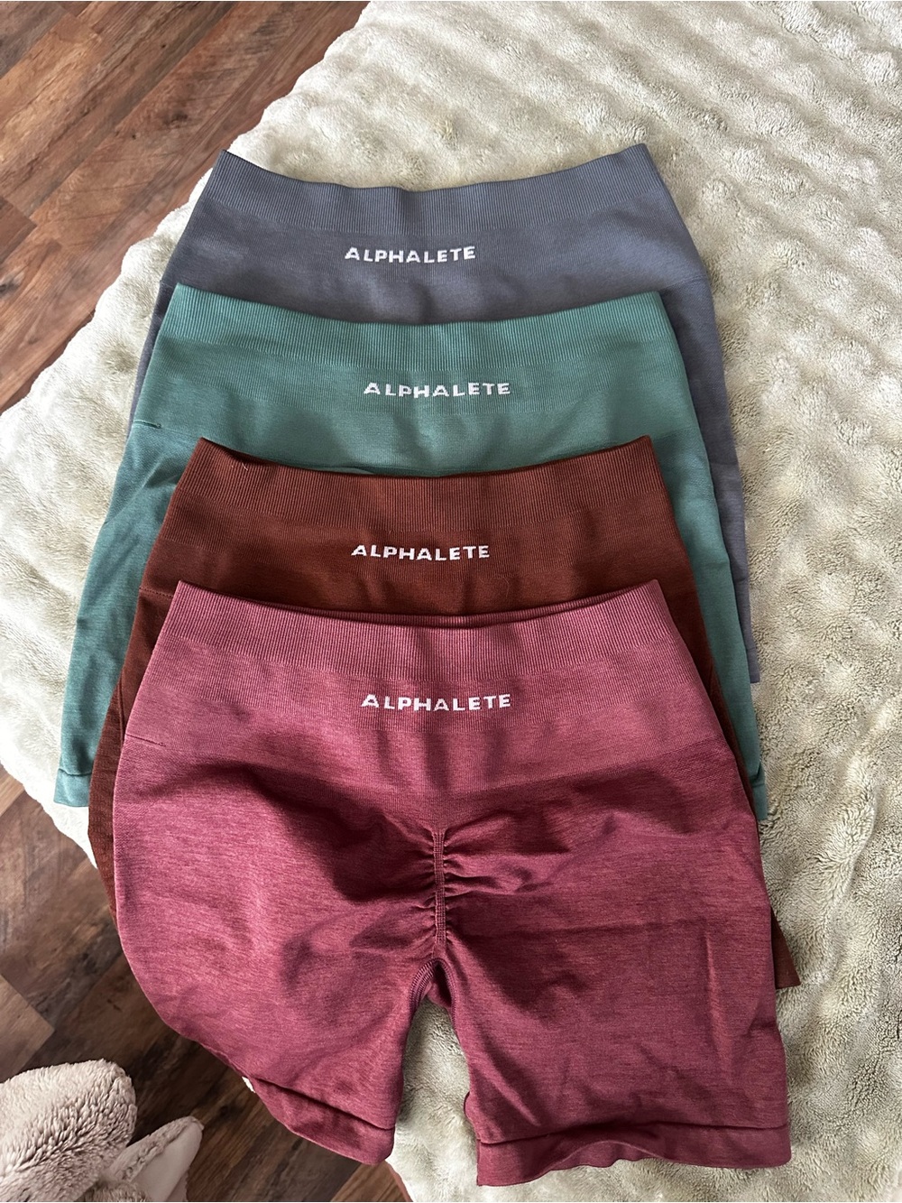 Alphalete Seamless High-Waist Biker Shorts Bundle - Plum, Rust, Teal, Gray
